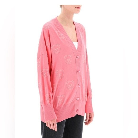 MOSCHINO Couture teddy bear cardigan in pink Size 6 NWOT - Picture 3 of 8